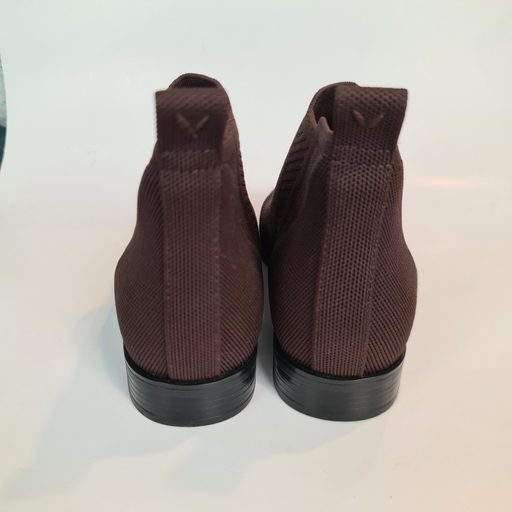 Vivaia Brown Knit Square Toe Chelsea Ankle Boots 39.5 Low Block Heel Womens 8.5 - Picture 4 of 10